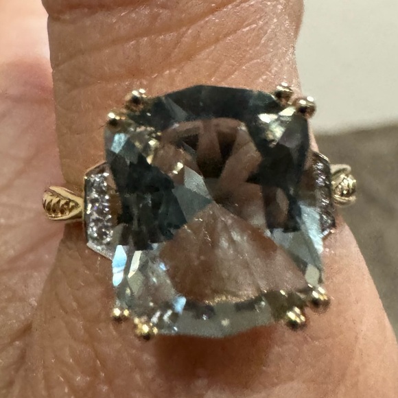 Gorgeous Natural 5.5 CT Prasiolite & Diamonds Michael Valitutti 14K Ring Size 8 - Picture 6 of 16